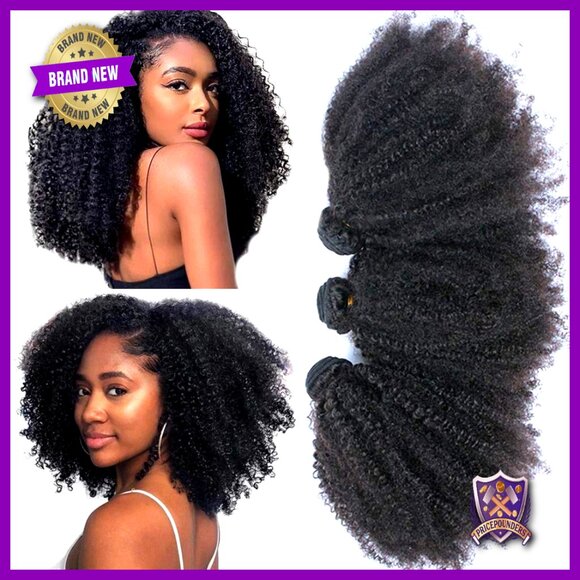 Mongolian Afro Kinky Curly Human Hair Bundles 10 12 14 Inch 4B 4C main image 3